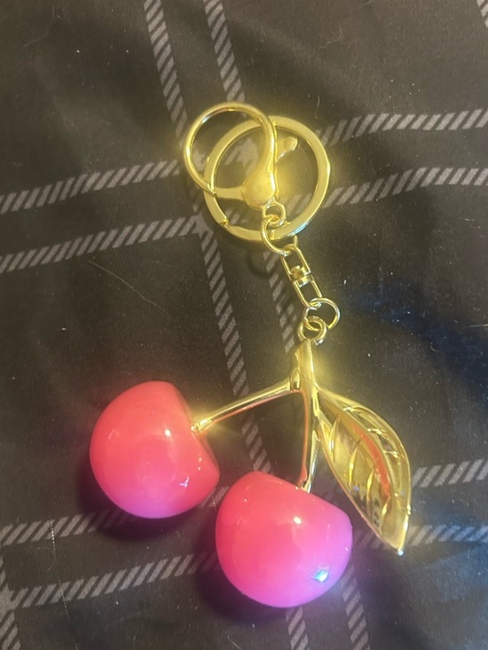 Accessories - Cherry Charm Keychain - Pink Cherries